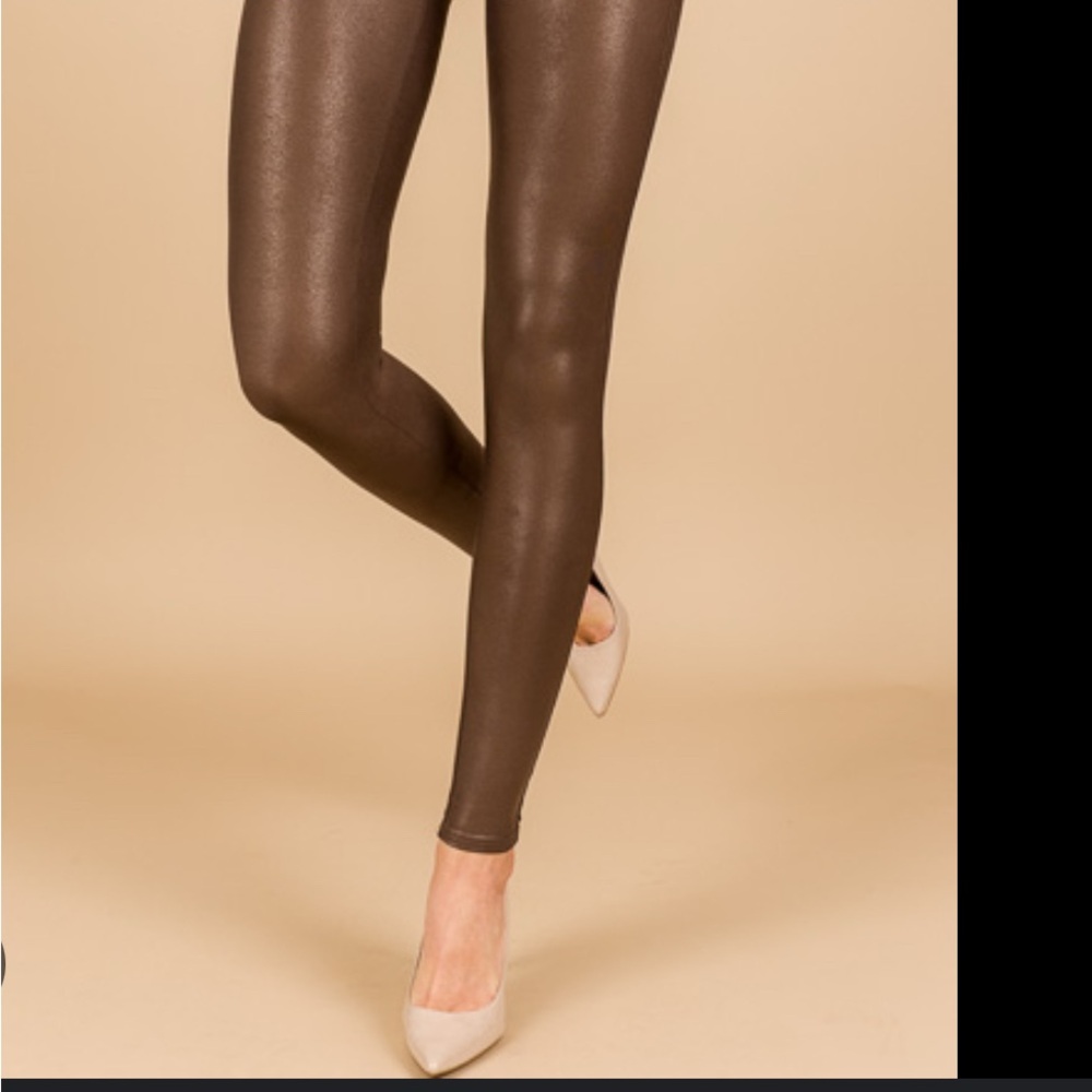 Spanx Faux Leather Leggings in Color Bronze